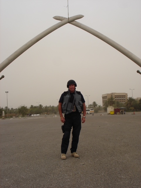 Gordon Black in body armour on deployment